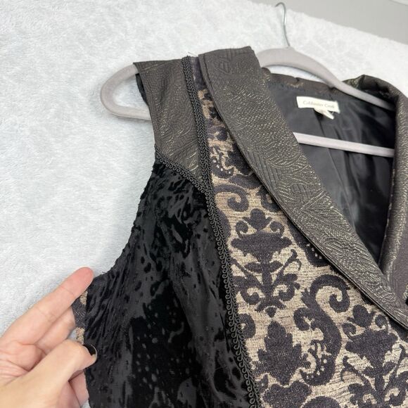 Coldwater Creek Phoebe Brocade Velvet Patchwork Vest Medium Whimsigoth Steampunk - Picture 3 of 13